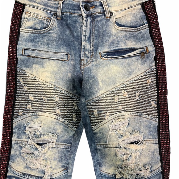 Distressed Side Stone Jean Shorts - Picture 8 of 13
